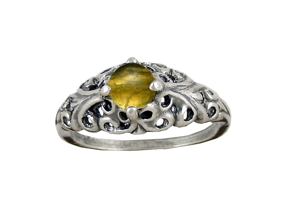 Sterling Silver Filigree Ring With Citrine Size 7